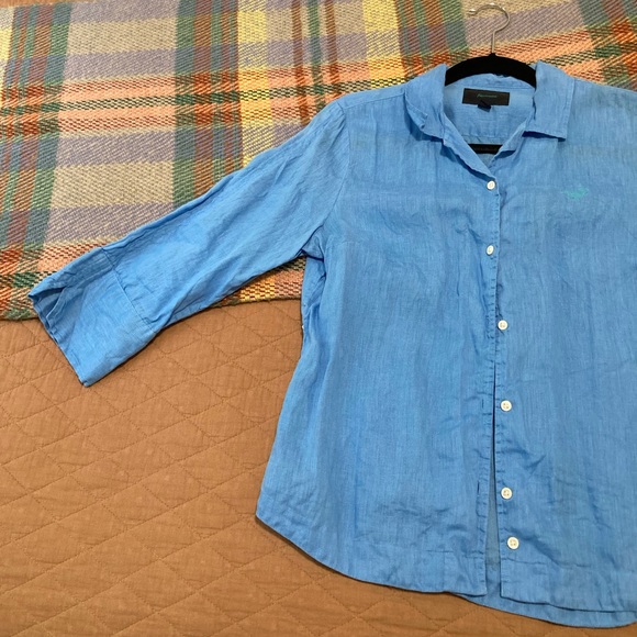 Blue Linen Blouse - Picture 3 of 6